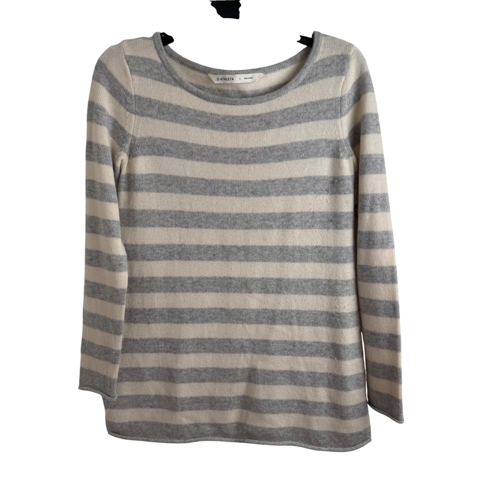 ATHLETA Striped Cashmere‎ Sweater Long Sleeve Crew Neck Women's Size S